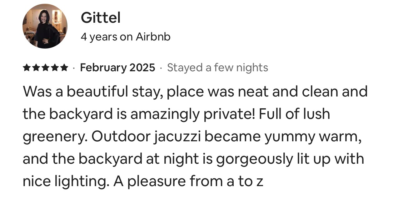 Guest review screenshot 10: Couldn't ask for a better vacation rental. Truly outstanding.