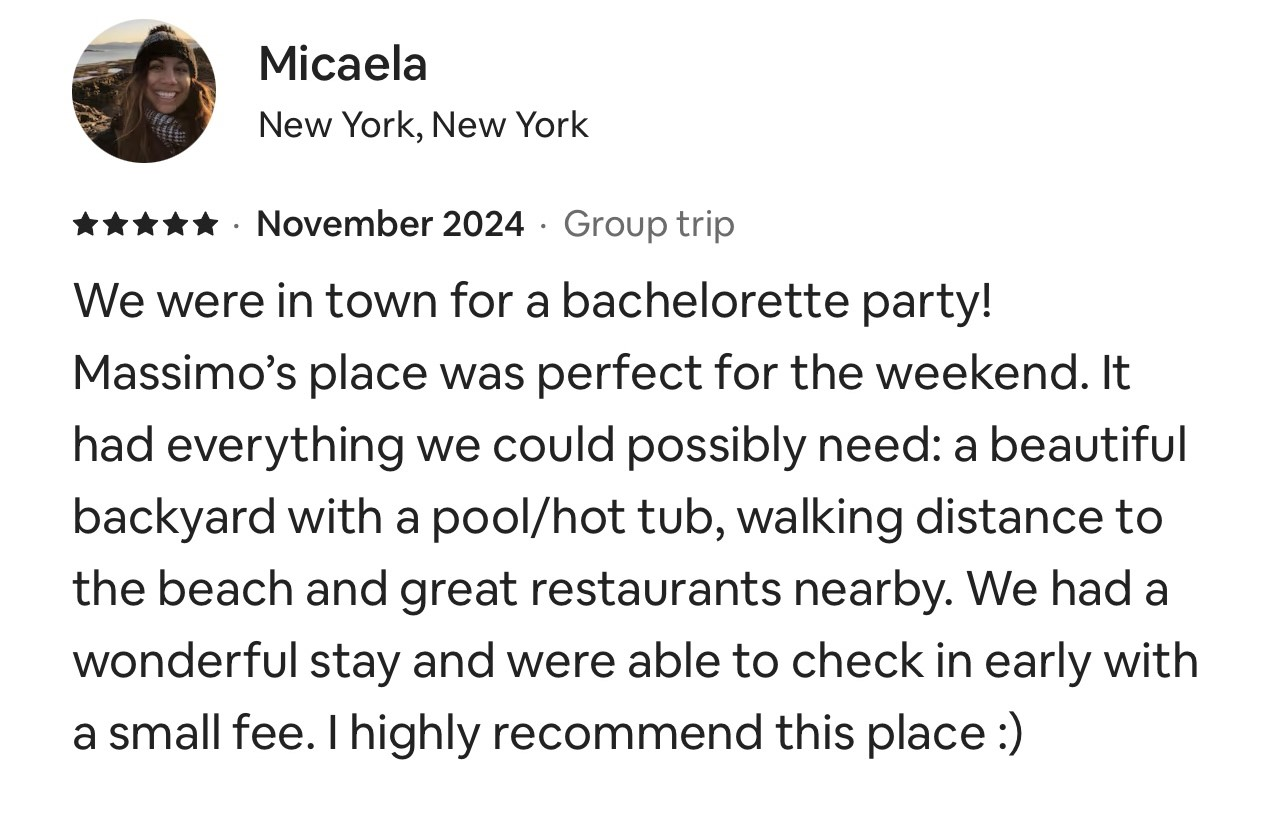 Guest review screenshot 2: Highly recommend this beautiful and well-maintained villa.